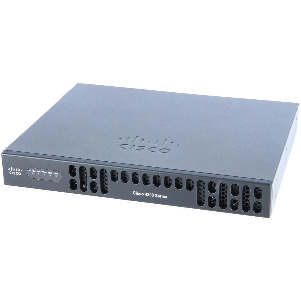 Cisco 4221 ISR with 2 onboard GE, 2 NIM slots, 8 GB Flash Memory default, 4 GB DRAM default