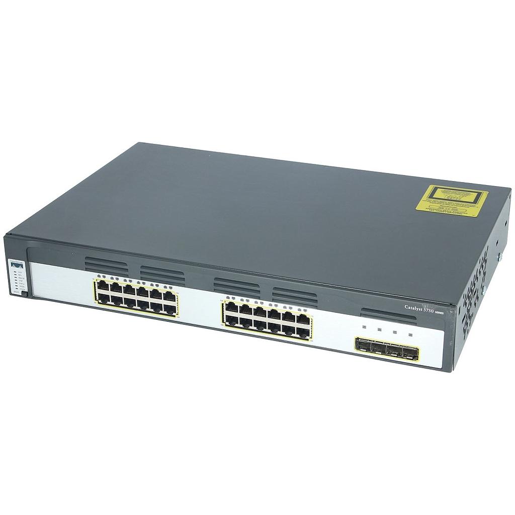 Cisco Catalyst 3750G Stackable 24 10/100/1000Base-T Gigabit Ethernet ports &amp; 4 SFP-based Gigabit uplink ports, IP Base Software