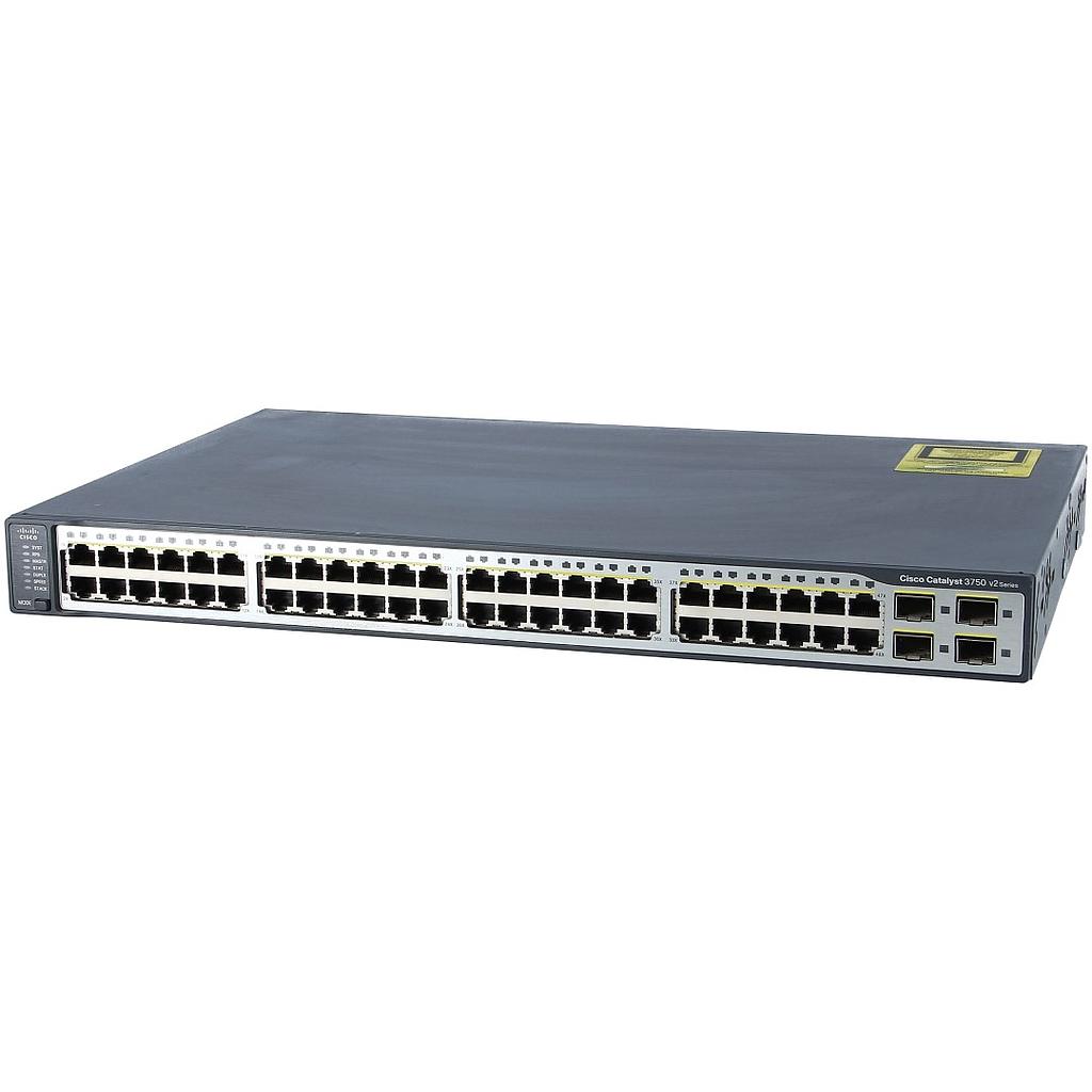Cisco Catalyst 3750V2 Stackable 48 10/100Base-T Ethernet ports &amp; 4 SFP-based Gigabit Uplink ports, IP Base software