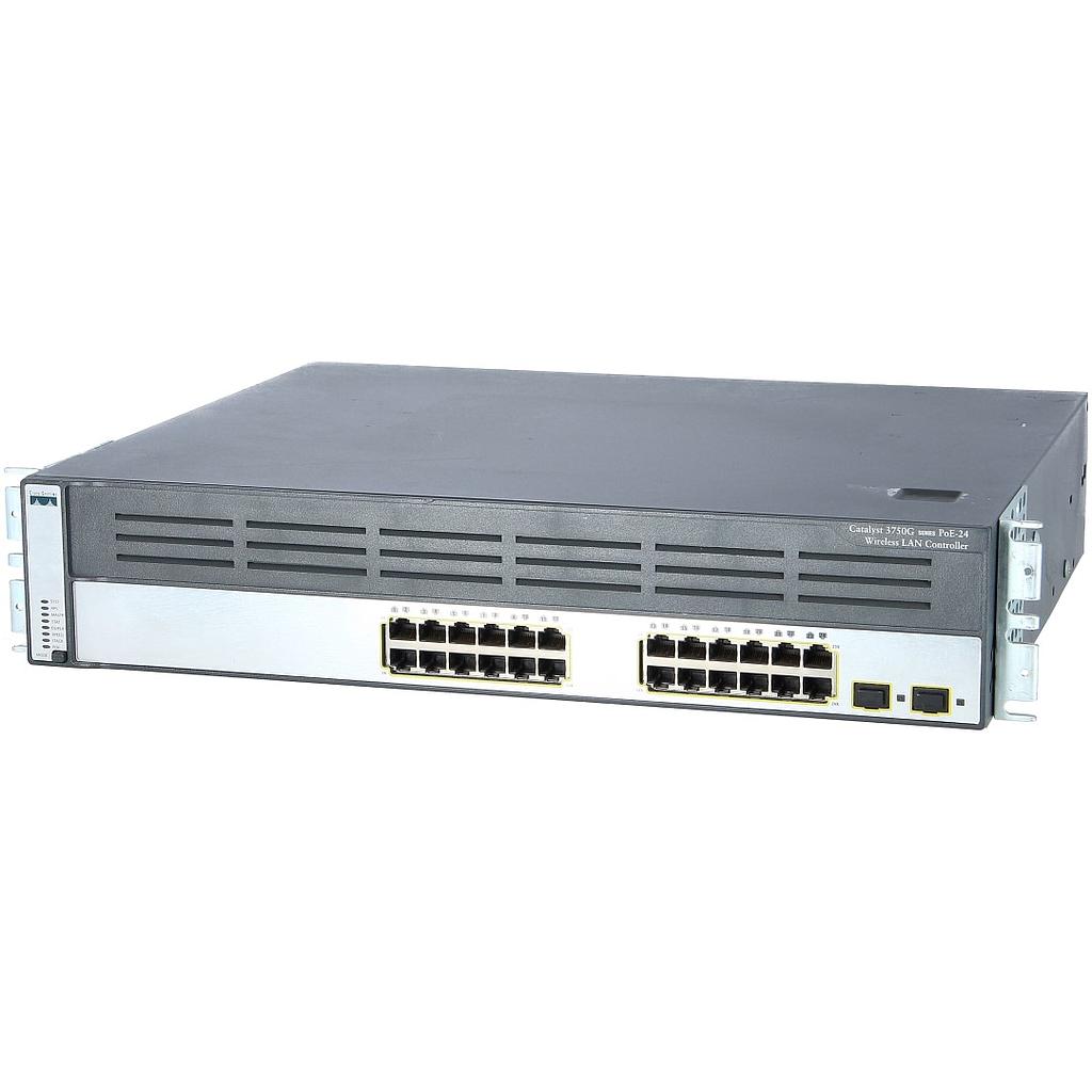 Cisco Catalyst 3750G Stackable 24 10/100/1000Base-T PoE Gigabit Ethernet ports &amp; 2 SFP-based Gigabit Ethernet ports, with Integrated WLAN Controller for up to 25 APs, IP Base Software
