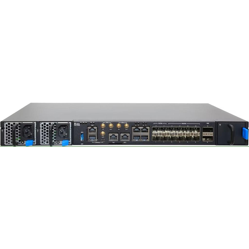 Delta AGCV208S, 4x 1GbE BASE-T, 4x 10GbE SFP+, 8x 25GbE SFP28 &amp; 2x 100GbE QSFP28 ports, Side to Back Airflow, Disaggregated Cell Site Gateway (DCSG)
