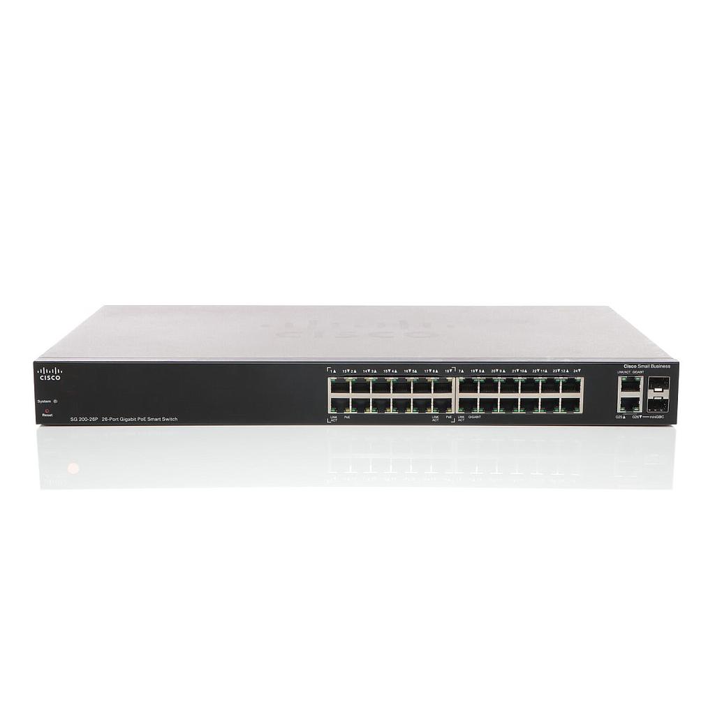 Cisco Small Business 200 Series SG200-26P Smart Switch, 24-Port 10/100/1000 PoE &amp; 2 combo mini-GBIC ports