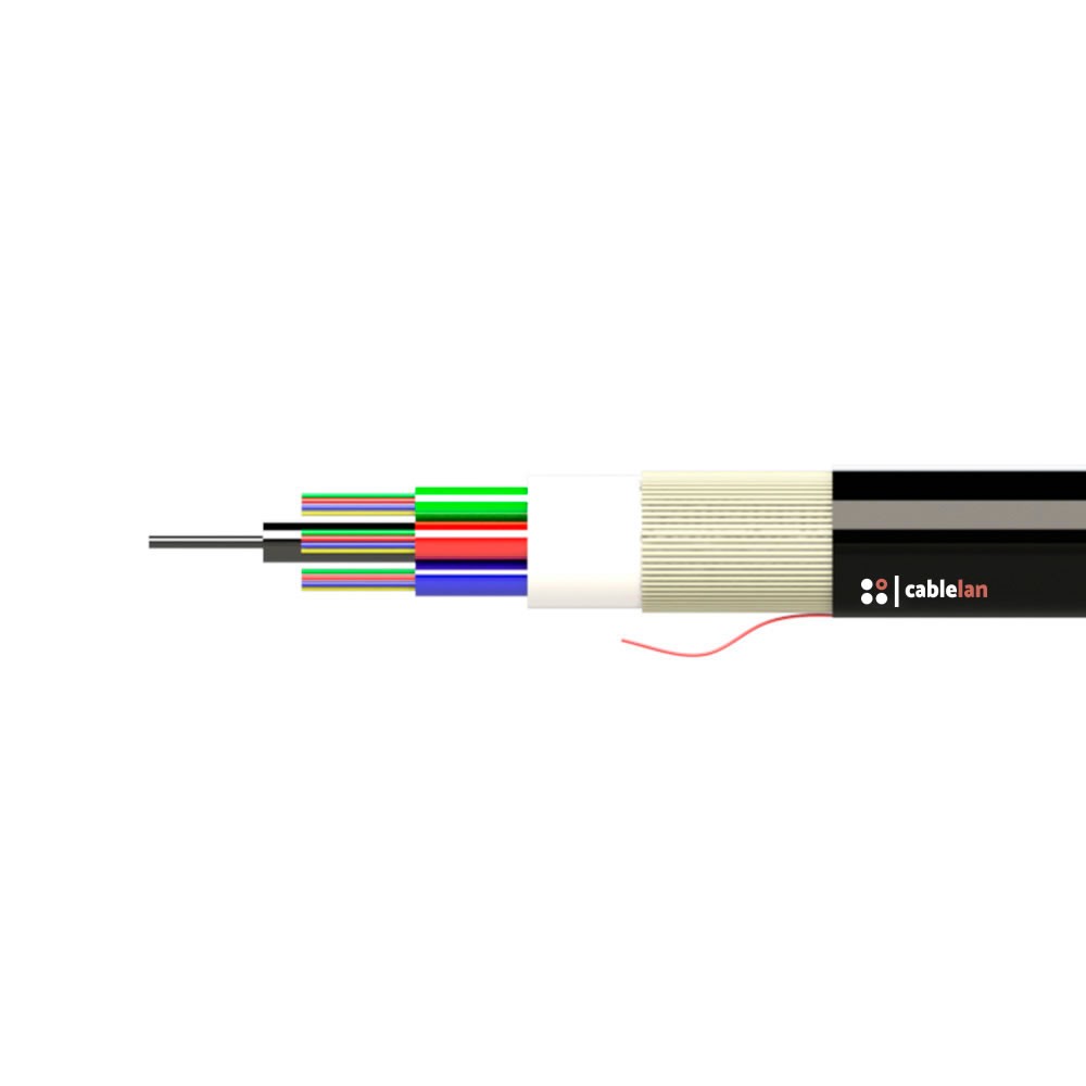 Cable F.O. OS2 exterior dieléctrica, PE, Fca, bobina 2000 m, 6 x 4 fibras