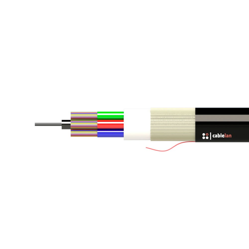 Cable F.O. OS2 exterior dieléctrica, PE, Fca, bobina 2000 m, 6 x 8 fibras