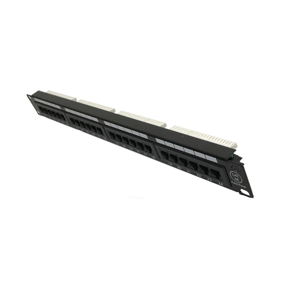 Panel 19” 1U, 24 RJ45, C-5E UTP, 90º, 3µ oro