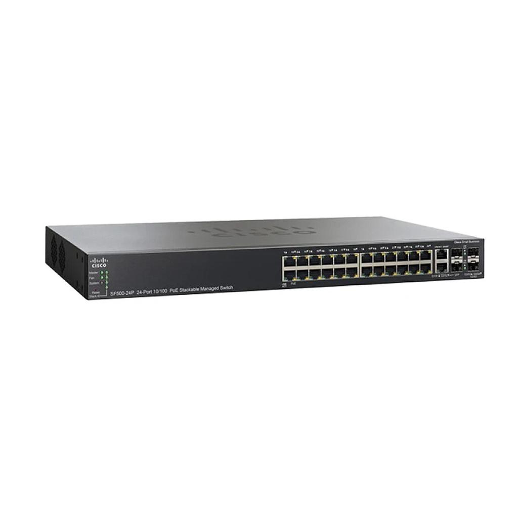 Cisco Small Business 500 Series 24-port 10/100 PoE+ with Gigabit Uplinks (2 combo Gigabit Ethernet &amp; 2 1GE/5GE SFP) Stackable Managed Switch