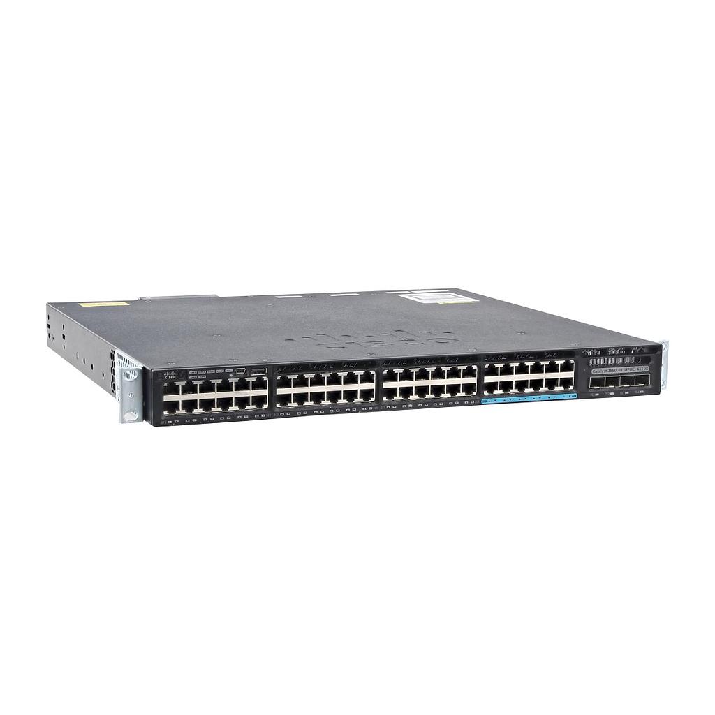 Cisco Catalyst 3650 Standalone with Optional Stacking 48 (36 10/100/1000 and 12 100Mbps/1/2.5/5/10 Gbps) Ethernet and 4x10G Uplink ports, with one 1100WAC power supply, 1 RU, LAN Base feature set
