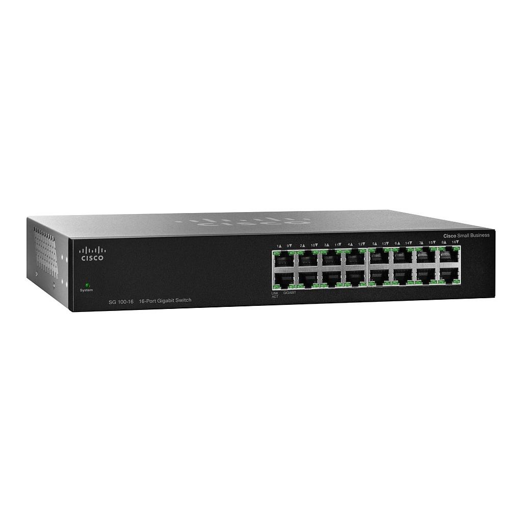 Cisco Small Business SG100-16, 16x 10/100/1000 ports, Unmanaged, Rack-mountable Switch