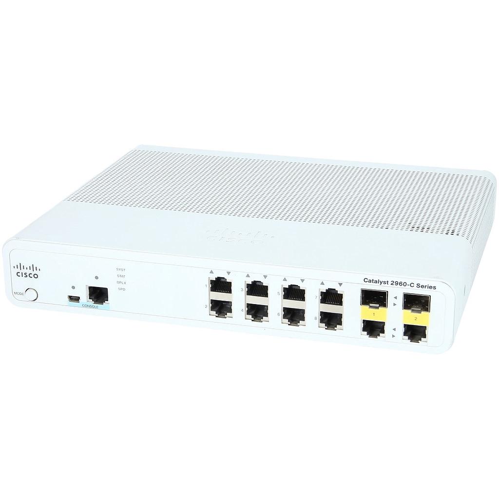 Cisco Catalyst compact switch 2960C Switch 8 10/100 FE &amp; 2x Dual Purpose Uplink (2x 1G RJ45 o 2x 1G SFP), LAN Base